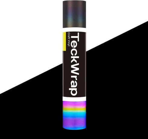 TECKWRAP Black Holographic Reflective Adhesive Vinyl Flashlight Sensitive Vinyl for DIY Craft Cutters, Signs, Scrapbooking, 1ftx5ft, Black...