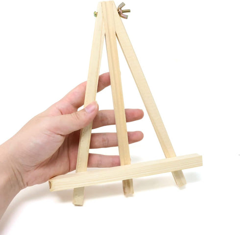 Honbay 2PCS Adjustable Mini Wood Easels Small Wooden Painting Easel Stand Triangle Tabletop Canvas Holder for Cards Phone Artist Photos or Paintin...