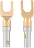 Banana Plugs for Speaker Wire,6 Pcs 24K Gold Plated Pure Copper Y Plug Spade Connector 4mm Banana U Fork 45 Degree Speaker Wire Connector...