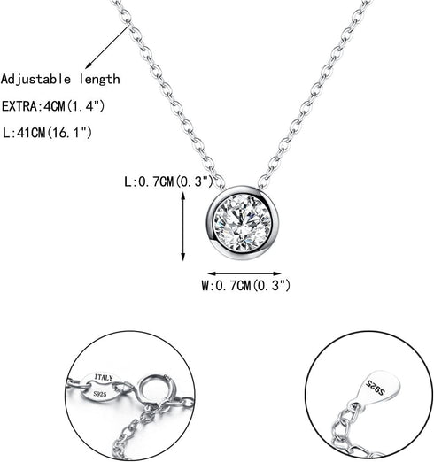 EVER FAITH Women's Sterling Silver Clear Cubic Zirconia Bezel Setting Daily Pendant Choker Necklace...
