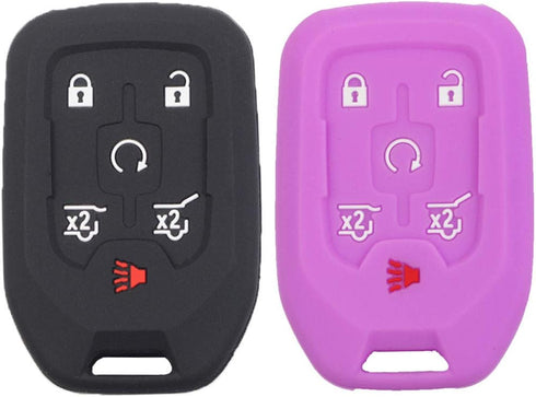 2pcs 6 Buttons Smart Key Fob Cover Case Remote Protector Skin Keyless Jacket Holder Compatible with Chevrolet Suburban Tahoe 2015 2016 2017 2018 2...