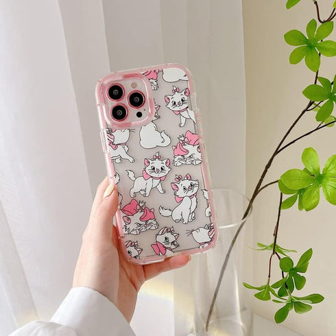 Clear Transparent Soft TPU Light Up in The Dark Case for Apple iPhone 15 Pro Max Cat Kitty Kitten Bow Baby Pink Color Bow Cartoon Anime Cute Lovel...