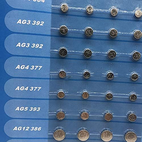 Cotchear 40pcs Alkaline Cell Batteries Assorted 1.5 Volt AG1/LR621 AG3/LR41 AG4/LR626 AG5/LR754 AG12/LR43 AG13/LR44 Coin Batteries Set 0% Mercury...