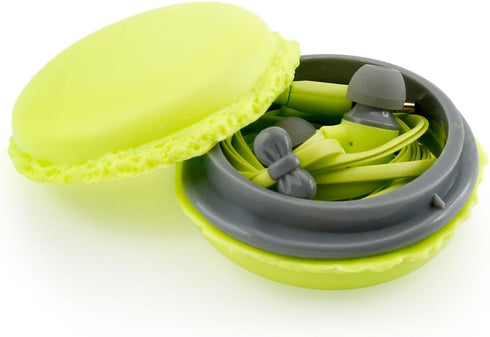 GEARONIC TM Cute 3.5mm in Ear Earphones Earbuds Headset with Macaroon Ear Buds Organizer Box Case compatible with smart phones PC MP3 (Green)...