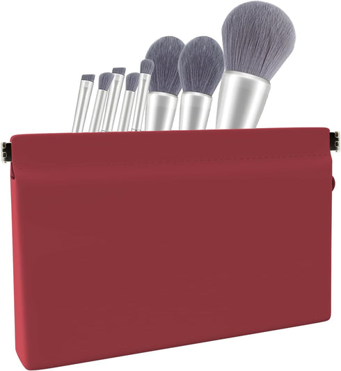 Silicone Cosmetic Bag, Silicone Makeup Bag, Waterproof Zipperless Self-Sealing Portable Travel Cosmetic Bag, Toiletries Bag, for Cosmetics Organiz...