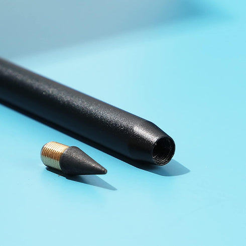 2pcs Metal Inkless Pencil with BONUS 2 Replaceable Nibs, Metal Inkless Pen Erasable Pen Metallic Pencil Reusable Everlasting Pencil for Writing Dr...
