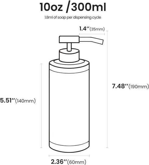 Stainless Steel Soap Dispenser for Bathroom, Matte Black Flat Design, Metal Pump, 10oz Rust-Proof Liquid Hand Soap Dispenser for Kitchen, Refillab...