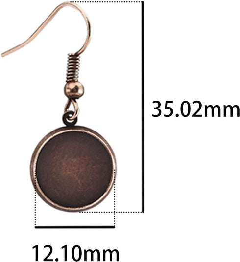 LANBEIDE 12mm Earring Wire Hooks with Glass Cover Cabochon Setting, 84 Pcs 7 Colors Alloy Earring Bezel Trays for Jewelry Making...