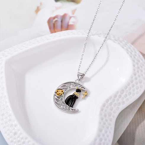 Black Cat Egyptian Bastet Necklace Ankh Eye of Horus Necklace Egyptian Jewelry Gifts for Women...