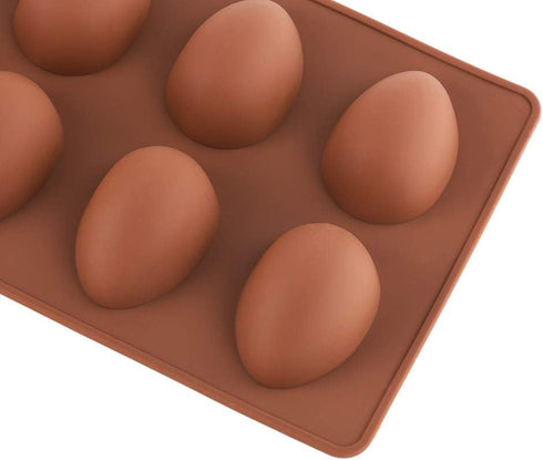 8 Cavity Silicone Egg Pan, Egg Tray, Egg Shape Ice Tray, Silicone Baking Supplies for Cake Decorating, Chocolate, Candy, Jello, Baking Pan for Muf...