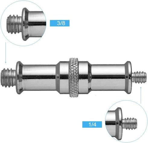 2 Pieces Standard 1/4 to 3/8 inch Metal Male Convertor Threaded Screw Adapter Spigot Stud for Studio Light Stand, Hotshoe/Coldshoe Adapter, Ball H...