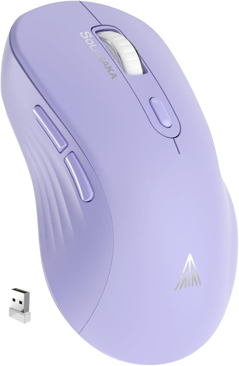 SM66 Purple Silent Dual Mode Wireless Mouse for Laptop, Adjustable 4800 DPI,Rechargeable Computer Mouse for Bluetooth and Wireless Connection...