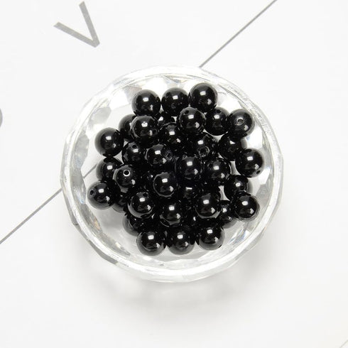 95pcs(2 Strand/Set) 8mm Genuine Black Tourmaline Healing Crystal Beads with Energy Power, Smooth Round Stone Beads for Jewlery Bracelets Making DI...