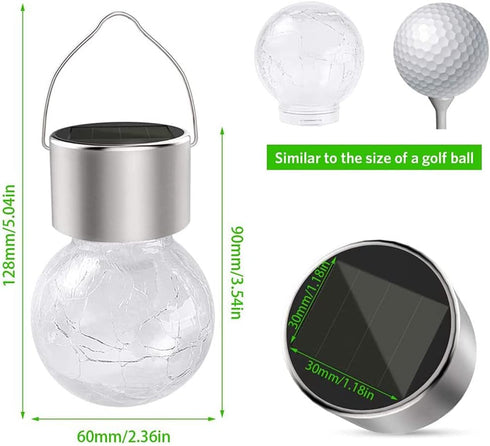 Hanging Solar Lights Outdoor Decorative,Solar Powered Cracked Glass Ball Lights,Waterproof Outdoor Hanging Globe Tree Light with Clip for Garden P...