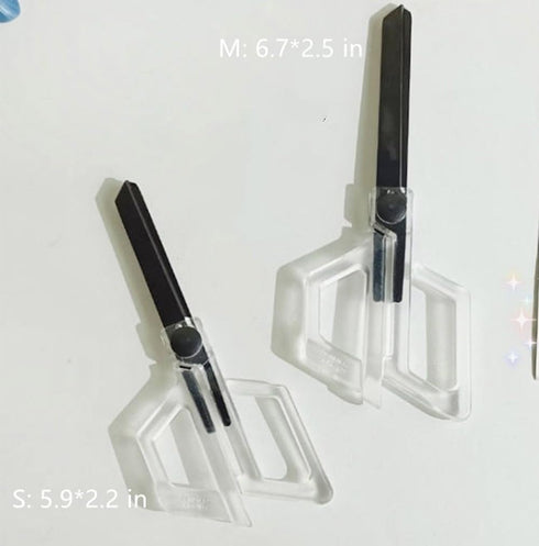 Multipurpose Office Scissors Clear Acrylic Handle with Non-adhesive Plating Matte Black Tape Paper Knife Edge Cutting Scissors Stationery Desk Acc...