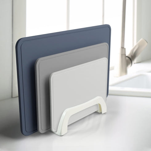 carrotez Plastic Cutting Board Holder, 3-Compartment Storage Organizer, 0.6 Inch Slots, White...