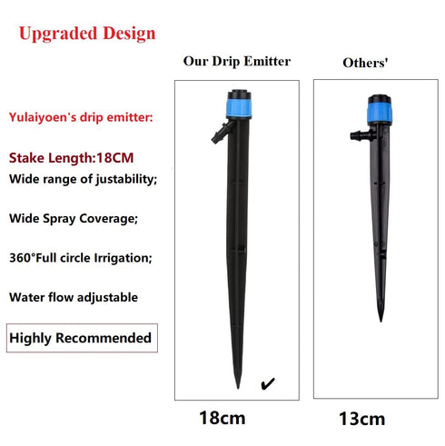 50 Pack Drip Irrigation Emitters Adjustable Irrigation Dripper 360 Degree Full Circle Pattern Water Flow Bubbler with Stake for 1/4 inch Irrigatio...