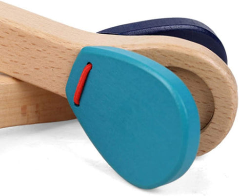 Toyvian Kids Wooden Toys Musical Wooden Castanet Clapper Finger Castanet Board Educational Early Learning Musical Percussion (Random Color) Handle...
