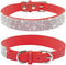 Haoyueer Rhinestone Dog Collar, Cute Dazzling Sparkling Soft Suede Leather Dog Cat Rhinestone Collar Crystal Diamond Pet Dog Puppy Collar(Red,L fi...
