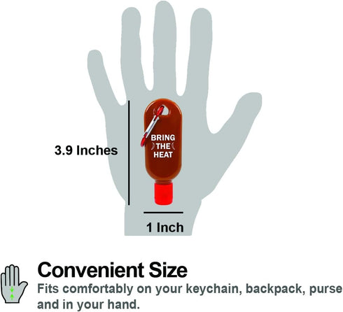 Hot Sauce Keychain Two Pack - 1 Oz Empty Mini Hotsauce Bottle - Refillable Travel Hot Sauce Mini Bottle - Food Grade/BPA-Free - Bring the heat any...