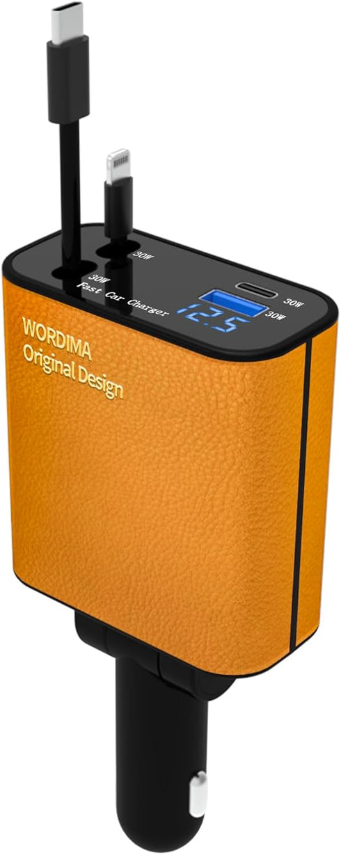 Leather Car Charger,Retractable Fast Car Charger,WORDIMA USB C Car Charger 120W Fast Charging Protocol PD/PPS/QC3.0 and More.Compatible with iPhon...