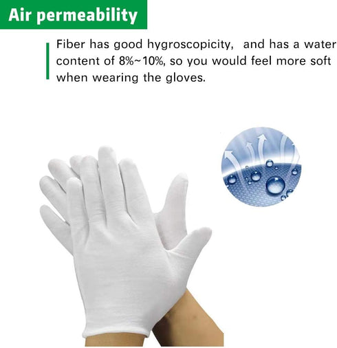 12 Pairs White Cotton Gloves 7.5" Medium Size,CST, film, coins, CD/DVD, Handling Gloves...