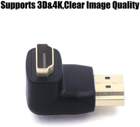 VCE HDMI 90 Degree Adapter 2-Pack, Right Angle HDMI Adapter Male to Female L-Shape Connector with 4K@60Hz, 3D for TV Stick, HDTV, PC...