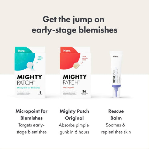 Mighty Patch Micropoint™ for Blemishes from Hero Cosmetics - Hydrocolloid Acne Spot Treatment Patch for Early Stage Zits and Hidden Pimples, 395 P...