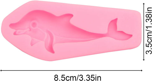 Dolphin Silicone Fondant Molds 2 Pcs, Dolphin Chocolate Candy Mold for Cake Decoration Candy Sugar Cupcake Topper Cake Polymer Clay Crafts Epoxy R...