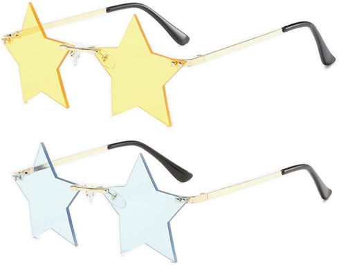 Star Rimless Sunglasses Women/Men Unique Pentagram Party glasses Prom Streetwear...