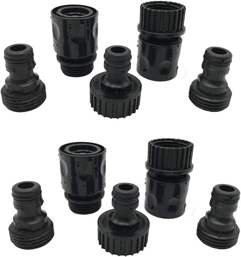 Plastic Garden Hose Connector Set Male and Female - Quick Release Connect Kit, Water Hose Thread Fitting Adapter Set, from Quick Connector to Stan...