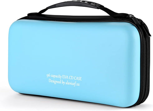 alavisxf xx CD Case, 96 Capacity EVA Protective Blu-ray DVD Case Portable Zipper CD Case Holder Disc Storage Organizer Wallet Bag for Car Home Tra...