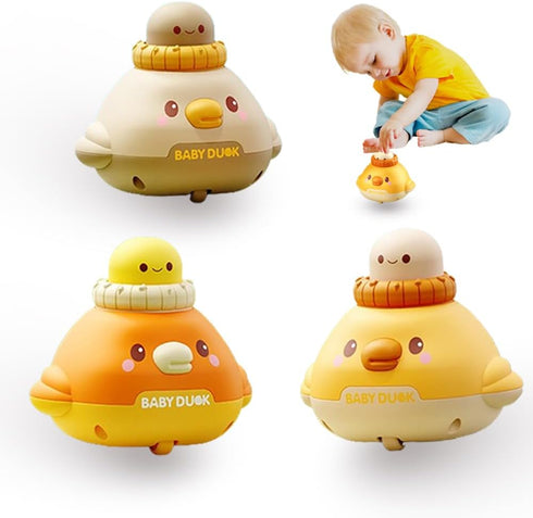 Baby Car Toys for Toddlers 1-3, 3 Pcs Pressing Baby Crawling Toy Car for Baby, Car Toddler Toy for Gifts to Boys and Girls (Duck)...