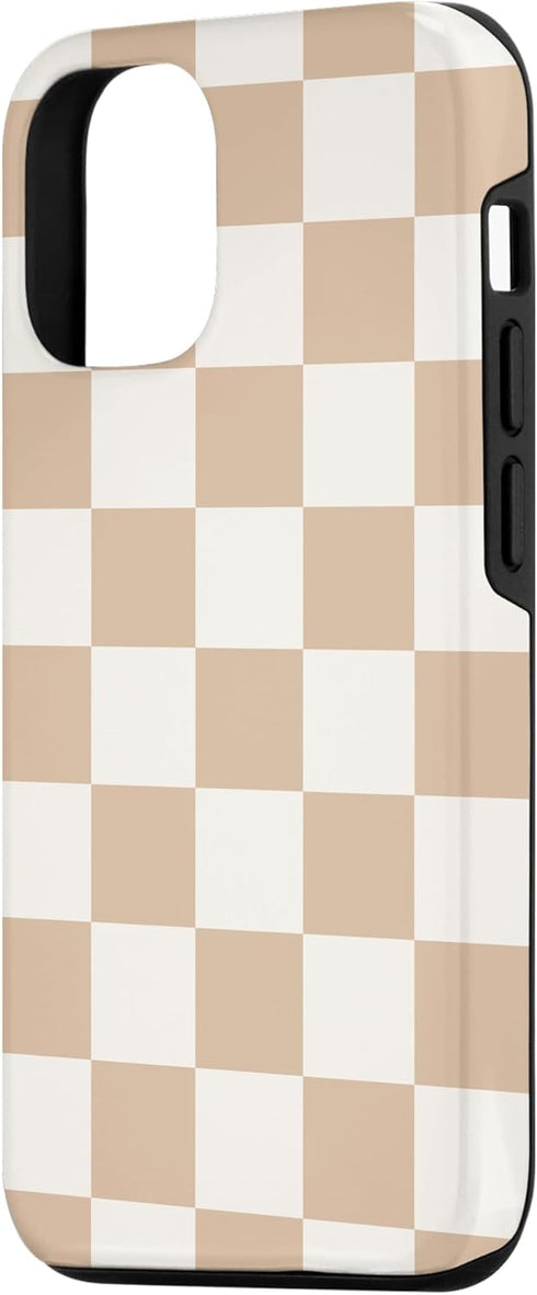 iPhone 13 Light Beige Classic Checkered Big Checkerboard Case...