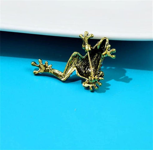 Rhinestone Frog Brooch Vivid Animal Pin Full Glasses Design Alloy Material Green Color Women And Men Jewelry...