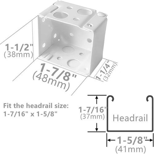Cutelec Box Mounting Bracket 1set for 1-1/2" Blinds White Color Window Blinds Headrail Bracket...