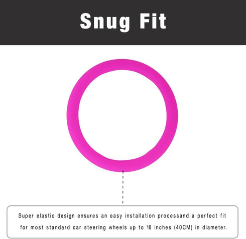 Leather Texture Soft Silicone Car Steering Wheel Cover Universal Anti-Slip Design 14-16 inch Protective Case Rose...