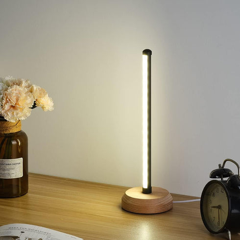 Modern Led Wood Table Lamp, 3-Color Temperature Bedside Lamp,Bedroom Bedside Night Light, Dimmable Led Lighting, Creative Home Decor, Unique House...