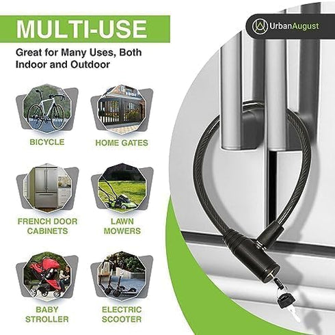Urban August Child-Proof Refrigerator Lock for Kids & Adults - Lock for French Door Fridge and Cabinet (Regular, Black - 1 Pack)...