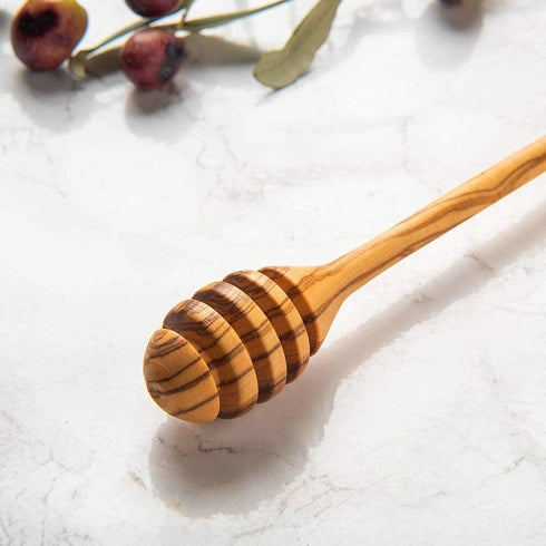 Olive Wood Honey Dipper/Honey Spoon/Honey Server/Honey Stick – 7.1 Inch Handmade Thin Wooden Drizzler...