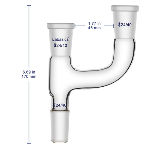 Borosilicate Glass Distillation Adapter, 3 Way Claisen Distilling Adapter with 24/40 Joints Chemistry Apparatus Lab Glassware...