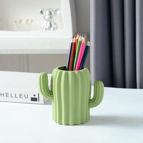 Silicone Pen Holder Cactus Pencil Holder Cute Pens Cup for Desk for Kids Office Decor Desk Accessories Pen Pot Desk Organizer (Green,2 Pack)...