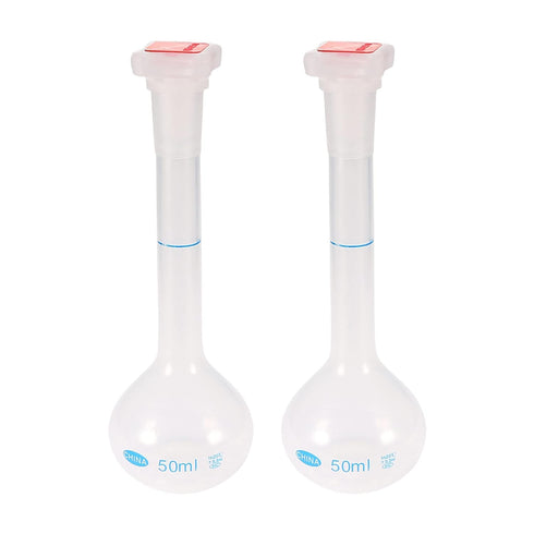 uxcell 2PCS 50ml Long Neck Clear Plastic Volumetric Measuring Flask Heatproof for Laboratory...