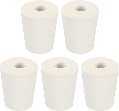 MECCANIXITY Rubber Tapered Plug 17mm to 23mm with Hole Test Tubes Bungs Stopper White for Lab Home 5 Pieces...