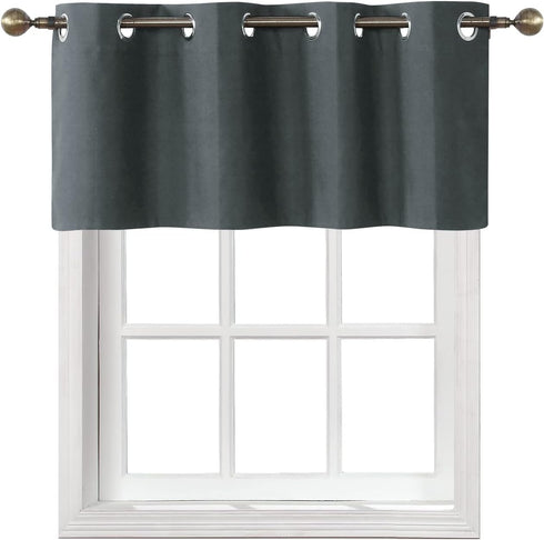 Home Queen Total Blackout Curtain Valance for Bedroom Window, Grommet Straight Bathroom Drape Valence, 54 W X 18 L, Charcoal...