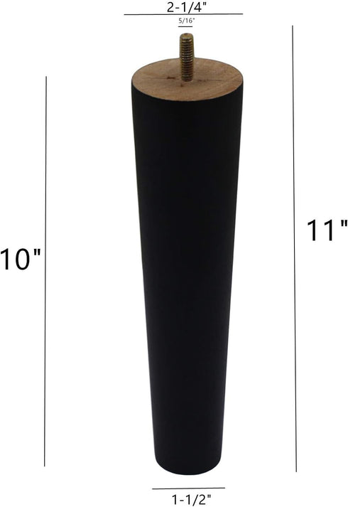 WEICHUAN Black Round Solid Wood Sofa Couch Chair Ottoman Loveseat Table Dresser Cabinet Furniture Legs Wooden Furniture Feet Replacement (10" Set ...