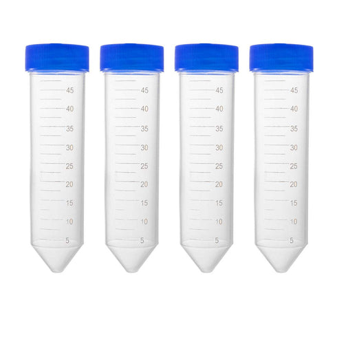 uxcell 10 Pcs 45ml Plastic Centrifuge Tubes with Screw-on Cap, Polypropylene Graduated Micro Centrifuge Tube, Conical Bottom, Blue, Storage Contai...