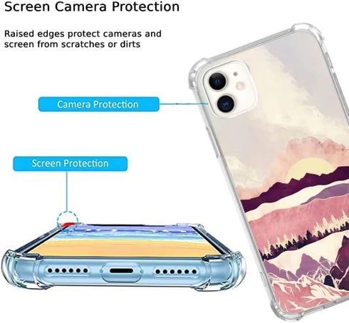 Mountain Sunrise Art Case Compatible with iPhone 11, Landscape Forest Color Abstract Art Case for Girl Women Men, Unique Soft TPU Bumper Case Cove...