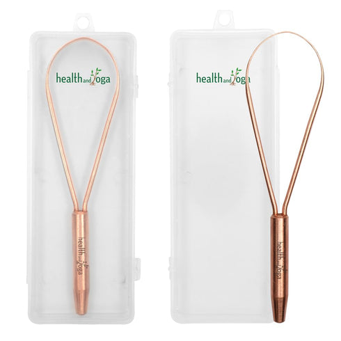 HealthAndYoga™ qLoop Copper Tongue Cleaner – Easy One Hand Use – Larger Surface Coverage – Ayurvedic Copper Health for Fresh Breath and Total Oral...