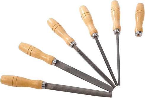 High Carbon Steel File Set with Wooden Handles Rasp File for Metal, Wood, Plastic, 5 Pieces...